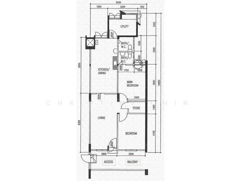 322 Ang Mo Kio Avenue 3, S$ 1,100 /月, 组屋 - 3 NG