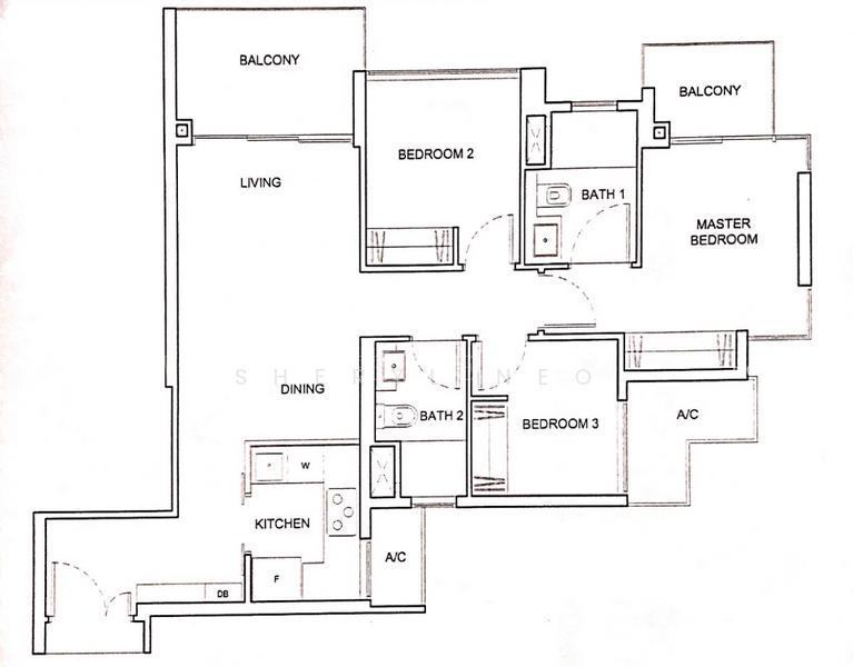 High Park Residences, S$ 4,100 /月, 872 sqft, 公寓 - Condominium