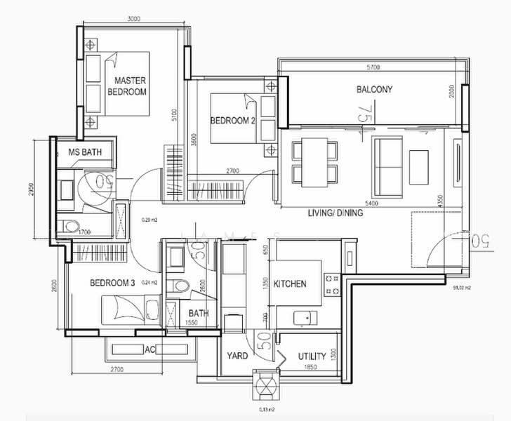eCO, S$ 5,400 /mo, 1,152 sqft, Condos - Condominium