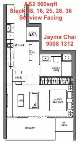 Seaside Residences, S$ 3,700 /mo, 560 sqft, Condos - Apartment