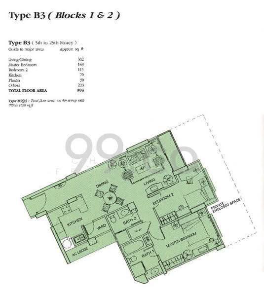 Oleander Towers, S$ 4,100 /月, 894 sqft, 公寓 - Apartment
