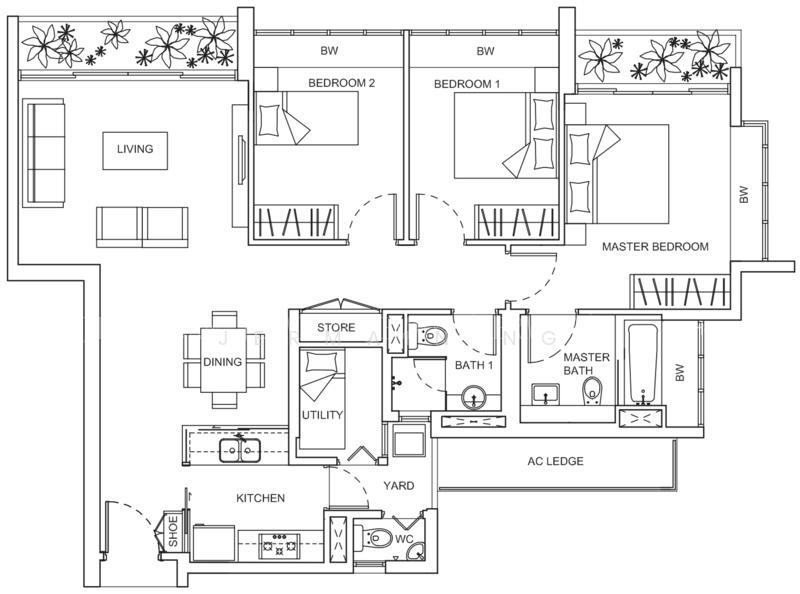 Livia, S$ 5,000 (最低价格) /月, 1,259 sqft, 公寓 - Condominium