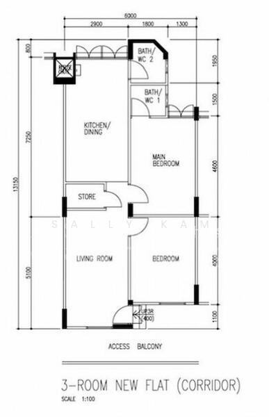 206 Jurong East Street 21, S$ 550 (Starting From) /mo, 100 sqft, HDB - 3 NG