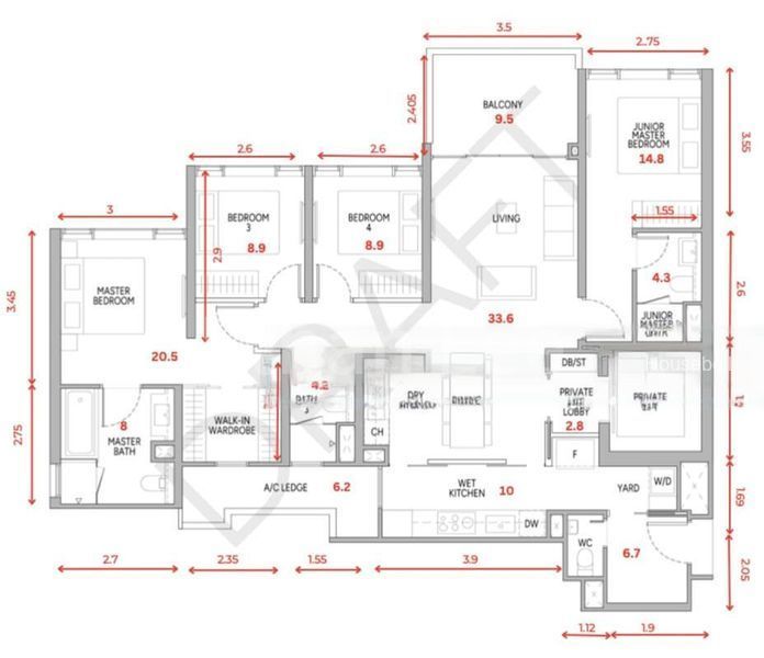 Union Square Residences, S$ 4,158,000, 1,518 sqft, 公寓 - Apartment