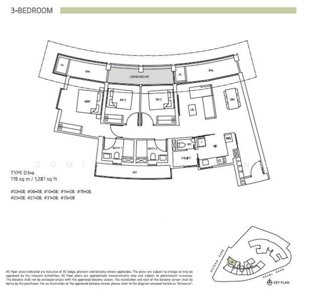 One Pearl Bank, S$ 3,399,999 (可协商价格), 1,281 sqft, 公寓 - Condominium