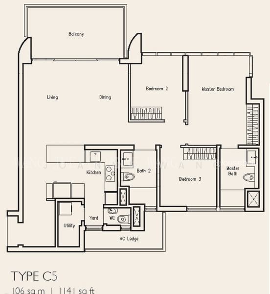 Lakeville, S$ 6,500 (可协商价格) /月, 1,141 sqft, 公寓 - Condominium