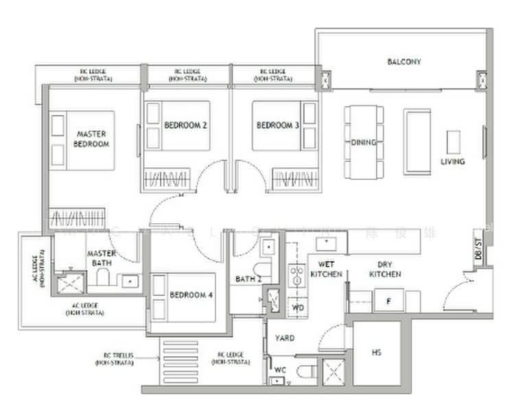 Dunearn House, S$ 3,588,000, 1,184 sqft, 公寓 - Condominium