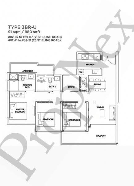 Stirling Residences, S$ 2,600,000 (Negotiable), 980 sqft, Condos - Condominium