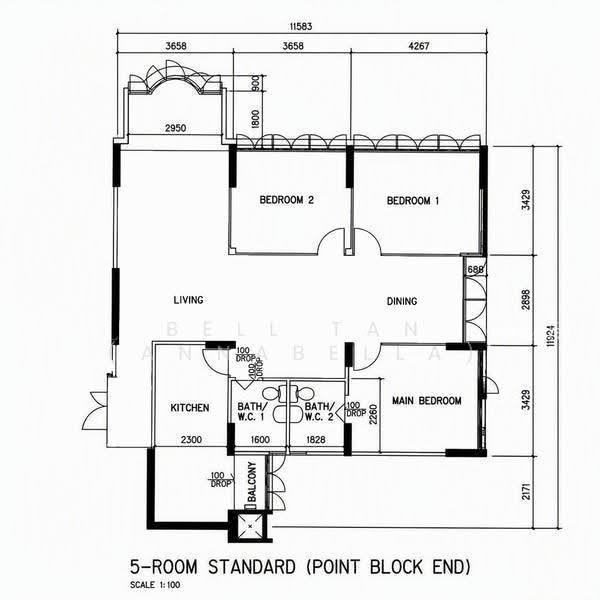 5 Farrer Road, S$ 5,100 (最低价格) /月, 1,292 sqft, 组屋 - 5 A