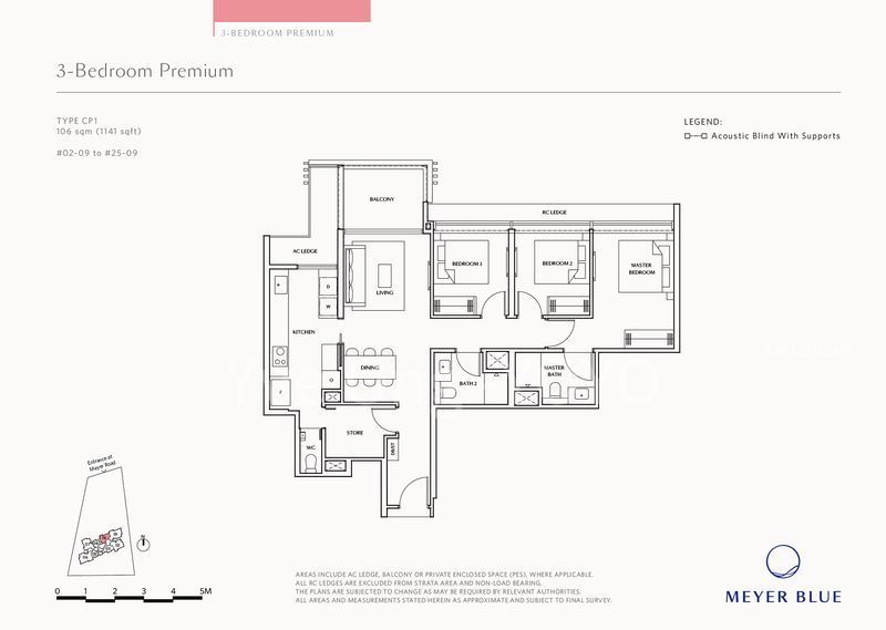 Meyer Blue, S$ 3,551,000, 1,141 sqft, Condos - Condominium