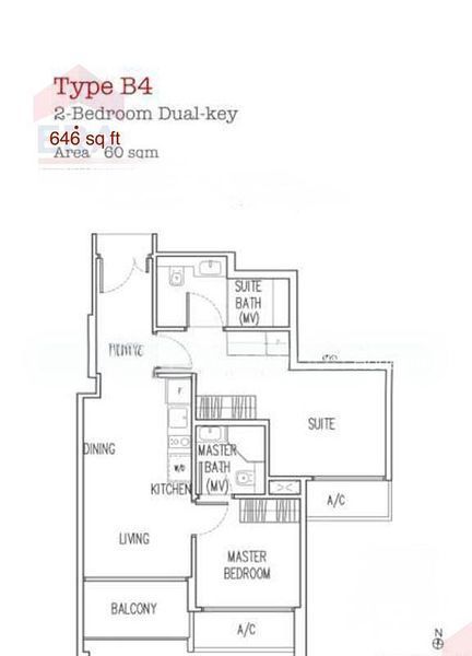 2 Bed Condo for Sale in  Trilive, S$ 1,250,000, 646 sqft, 公寓 - Condominium