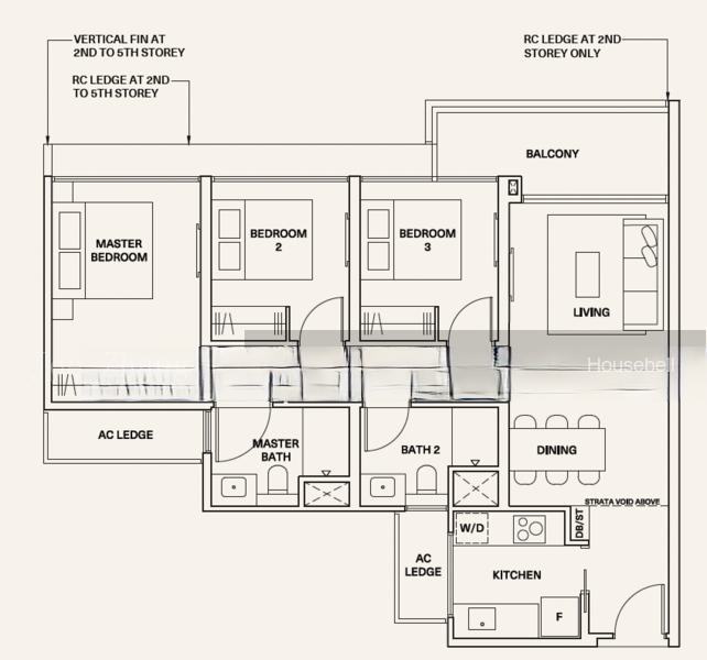 The Watergardens at Canberra, S$ 1,649,000 (可协商价格), 958 sqft, 公寓 - Condominium