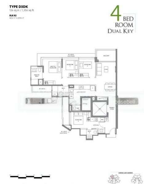 The LakeGarden Residences, S$ 3,014,000, 1,356 sqft, Condos - Condominium