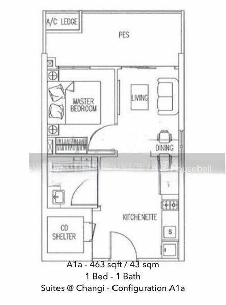 Suites@Changi, S$ 2,600 (Negotiable) /mo, 334 sqft, Condos - Apartment