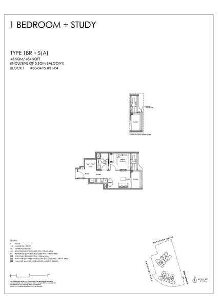 1+1 Bed Condo for Sale in  Bayshore Walk, S$ 1,348,000, 484 sqft, Condos - Condominium