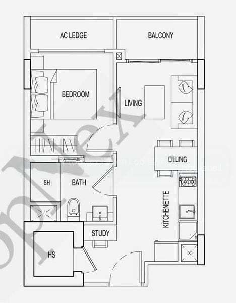 Parc Rosewood, S$ 2,400 /月, 431 sqft, 公寓 - Condominium